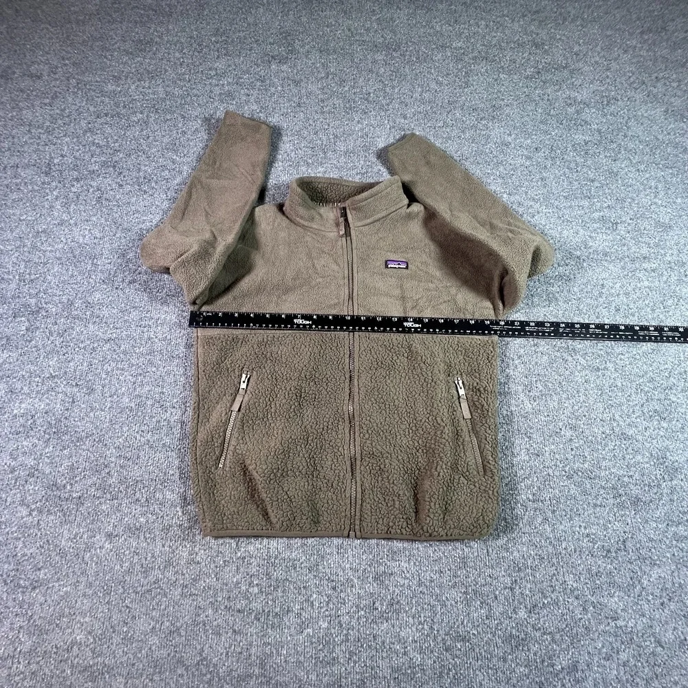 Patagonia Kids XL 14 Brown Sherpa Fleece Full Zip Jacket Winter Travel 65170
